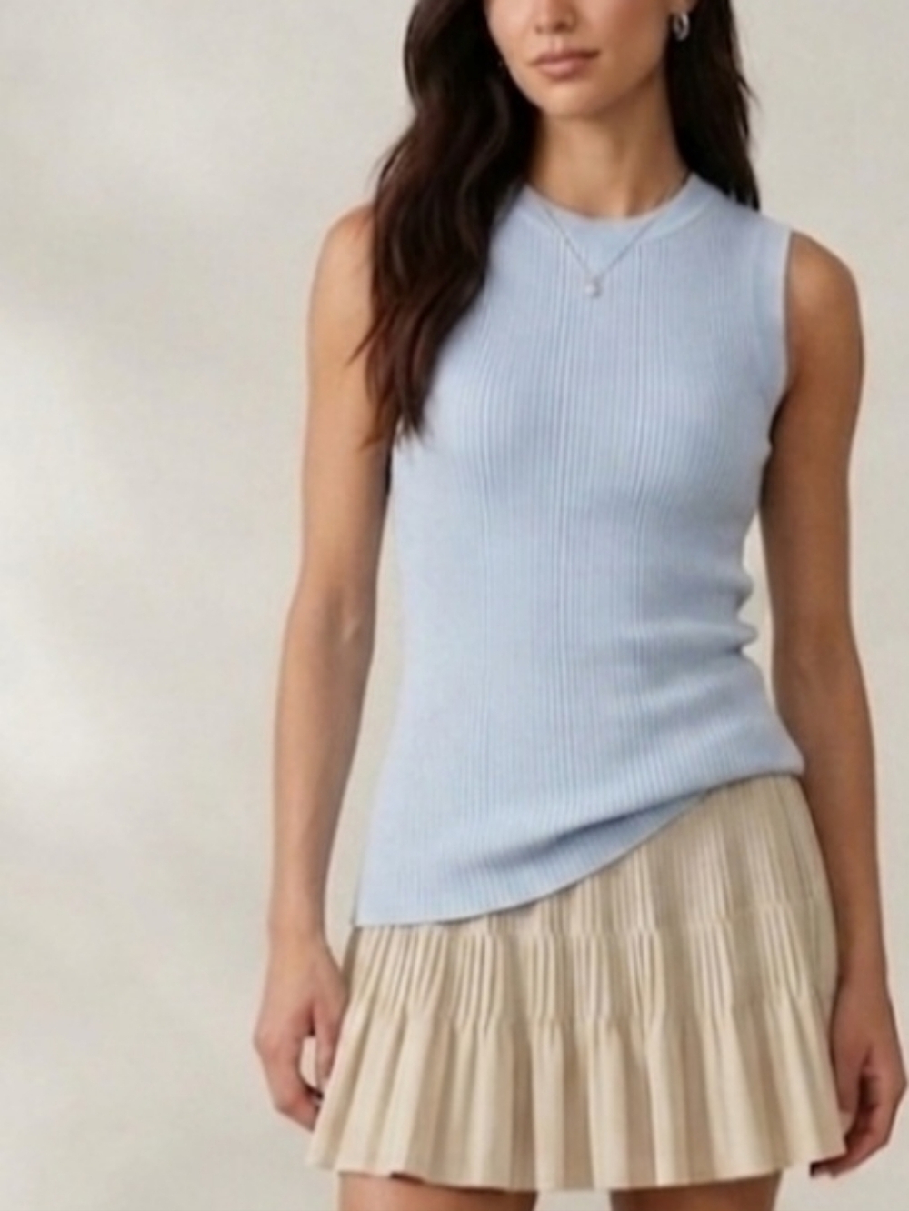 Ancosti Tan Pleated A-line Mini Skirt Size Small